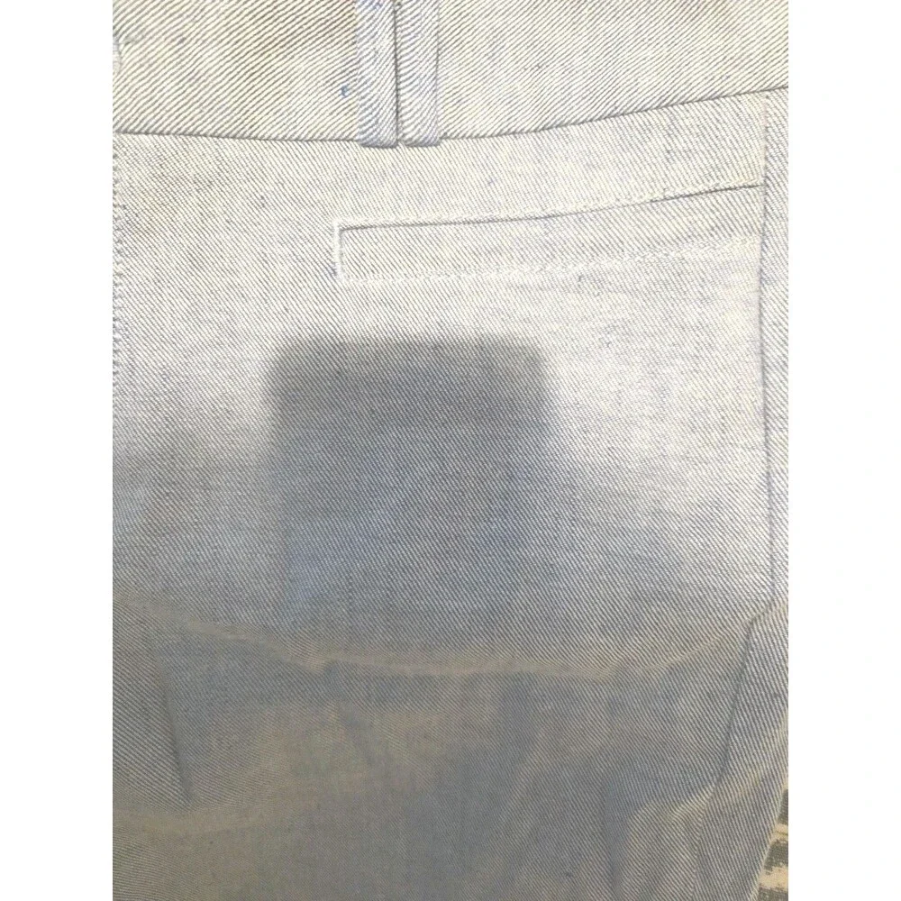 Banana Republic Pants Sz 6 Blue Logan Crop Linen Blend Straight Leg Twill